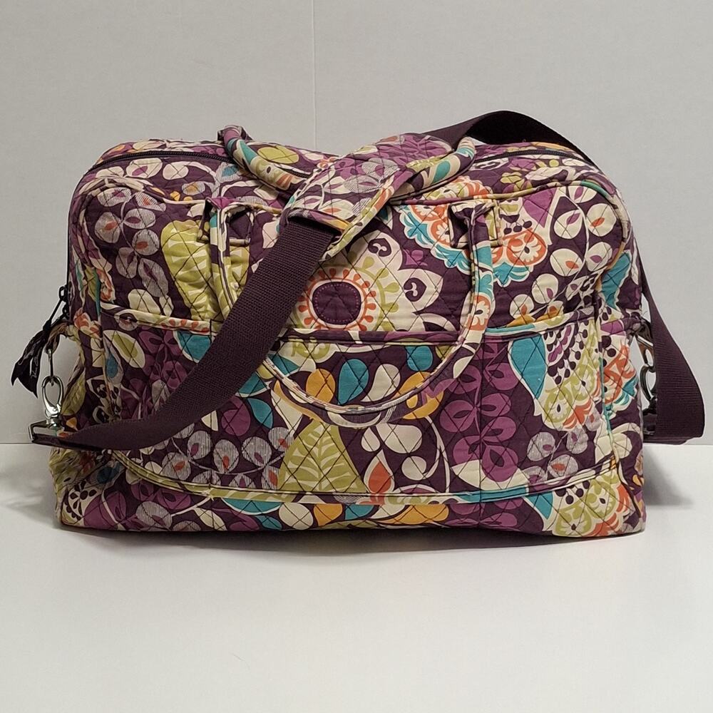 VERA Bradley Large Weekender Travel Duffel Bag Plum Crazy Pattern Retired